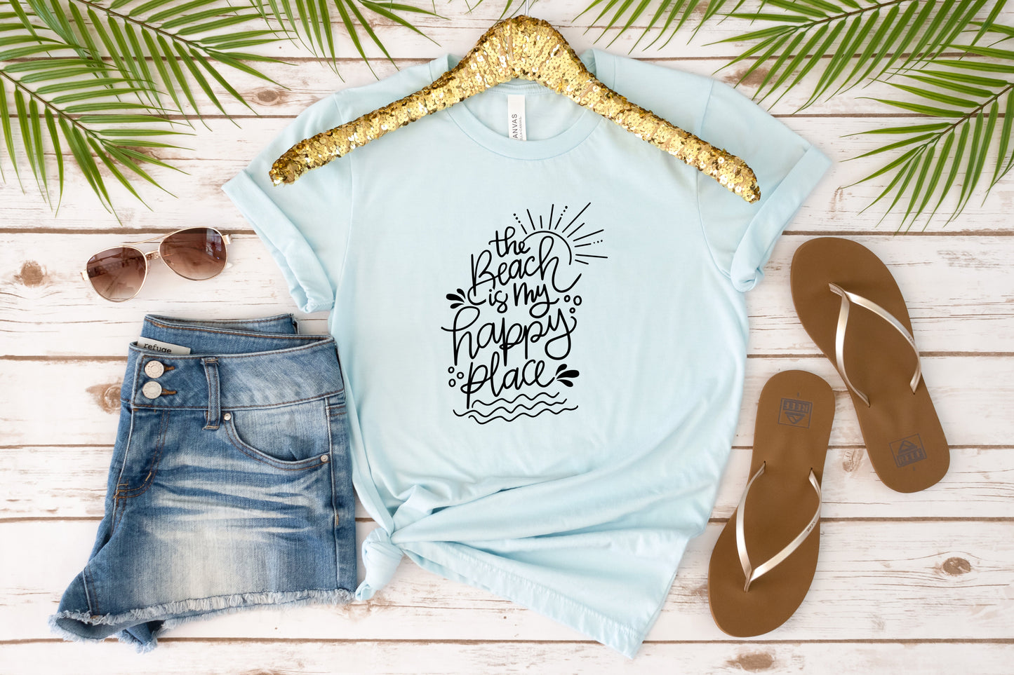 The Beach Is My Happy Place Adult Shirt- Beach 186