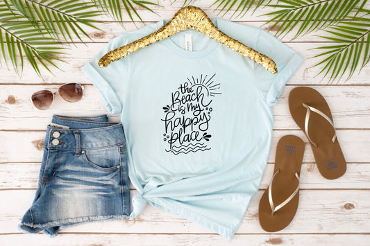The Beach Is My Happy Place Adult Shirt- Beach 186