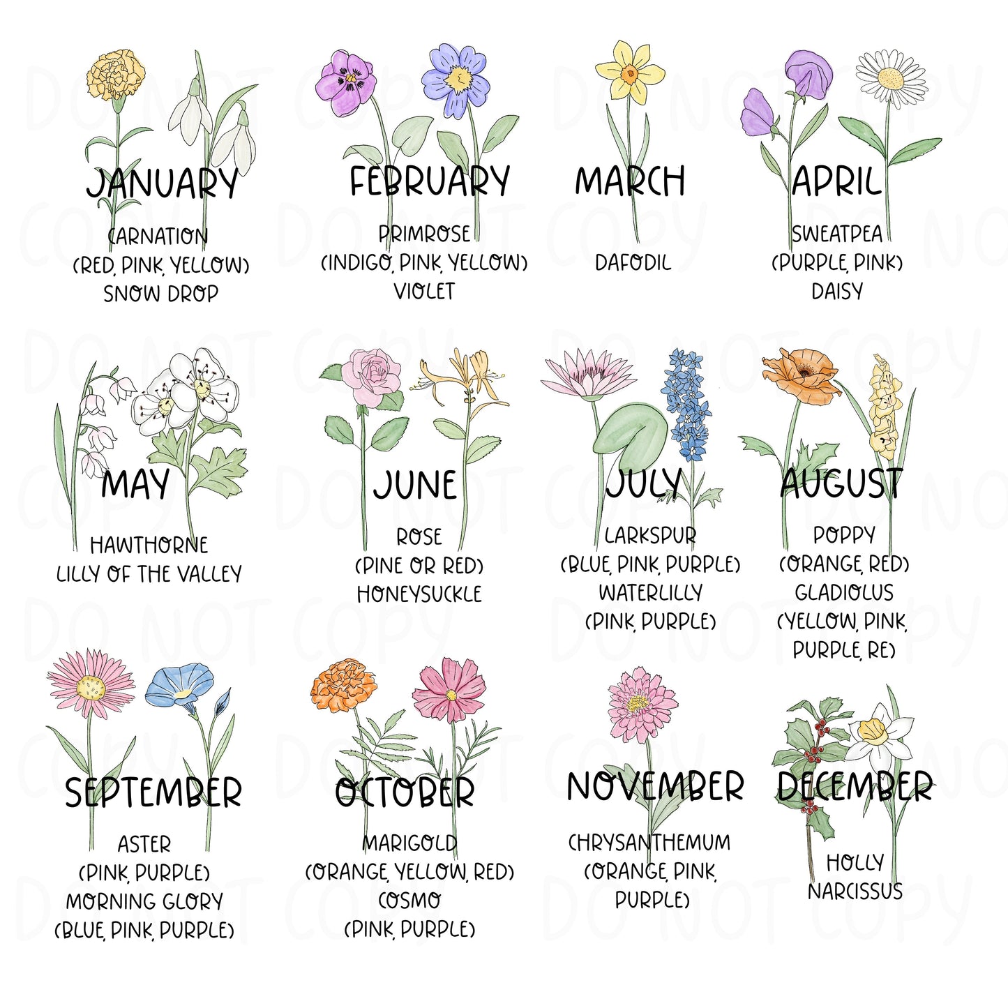 Birth Month Flower Garden Flag TRANSFERS AND BLANKS