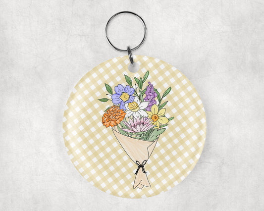 Birth Month Flower Keychain TRANSFERS AND BLANKS