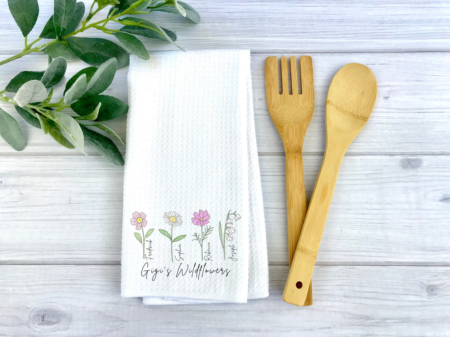 Birth Month Flower Waffle Weave Towel