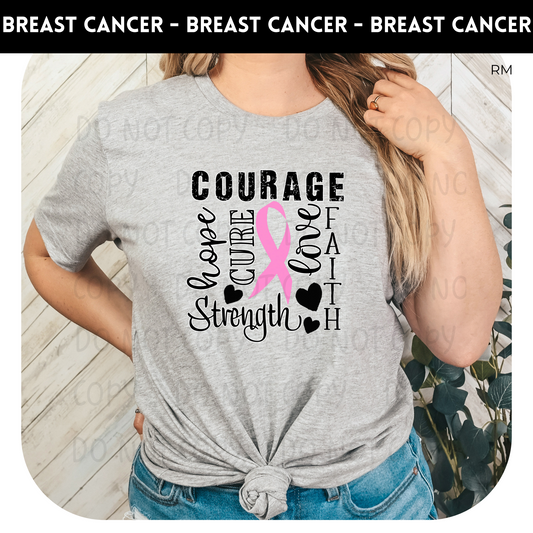 Courage Hope Faith Adult Shirt-Breast Cancer Awareness 75