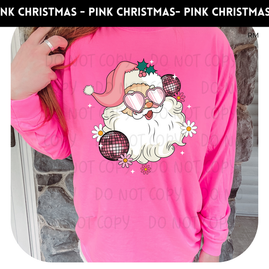 Pink Santa Adult Shirt- Christmas 1473