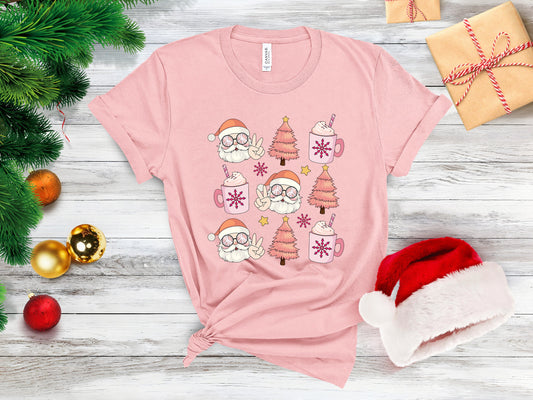 Pink Retro Sant Adult Shirt-Christmas 1474