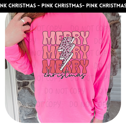 Merry Christmas Pink Leopard Adult Shirt- Christmas 1477