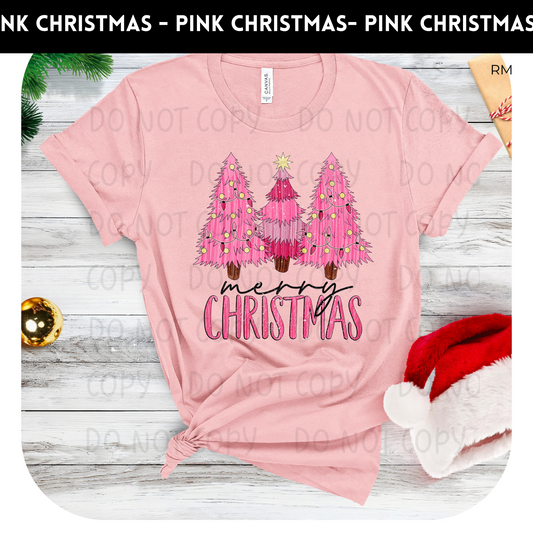 Pink Trees Merry Christmas Adult Shirt-Christmas 1483
