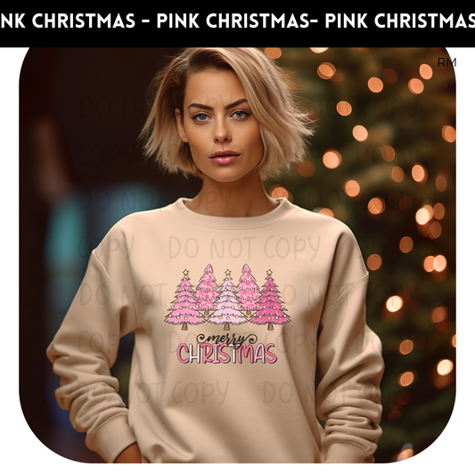 Merry Christmas Pink Leopard Trees Adult Sweatshirt- Christmas 1484