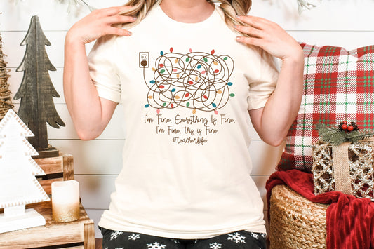 I'm Fine Everything Is Fine Adult Shirt- Christmas 1526