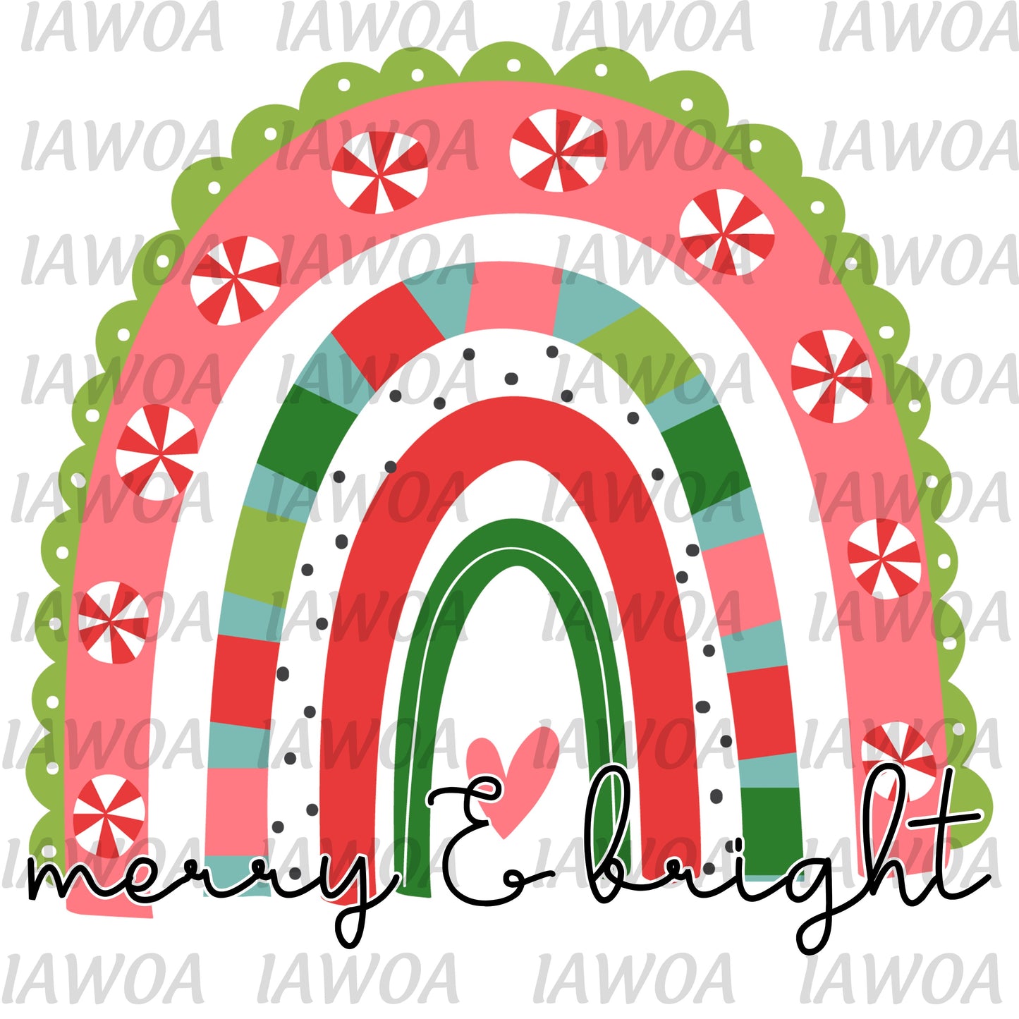 Christmas 406 - Merry & Bright Rainbow Doodle Draw - Sublimation Transfer Set/Ready To Press Sublimation Transfer