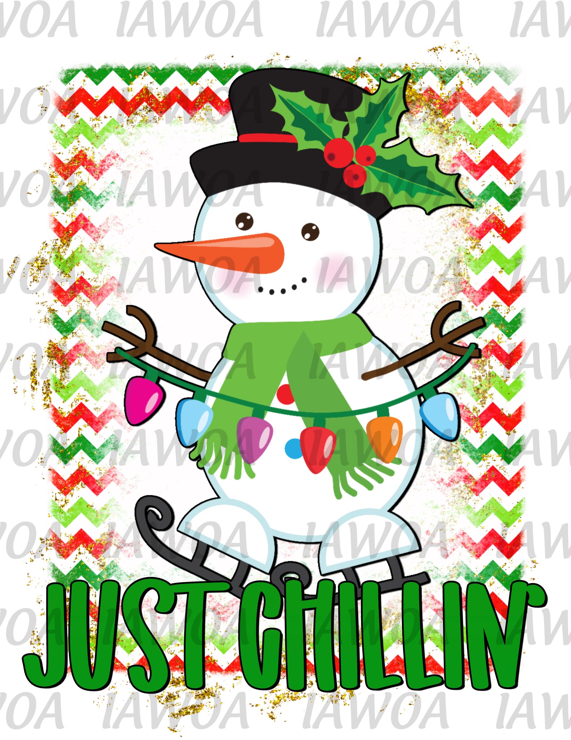 Christmas 409 - Just Chillin Snowman Chevron - Frosty the Snowman - Sublimation Transfer Set/Ready To Press Sublimation Transfer