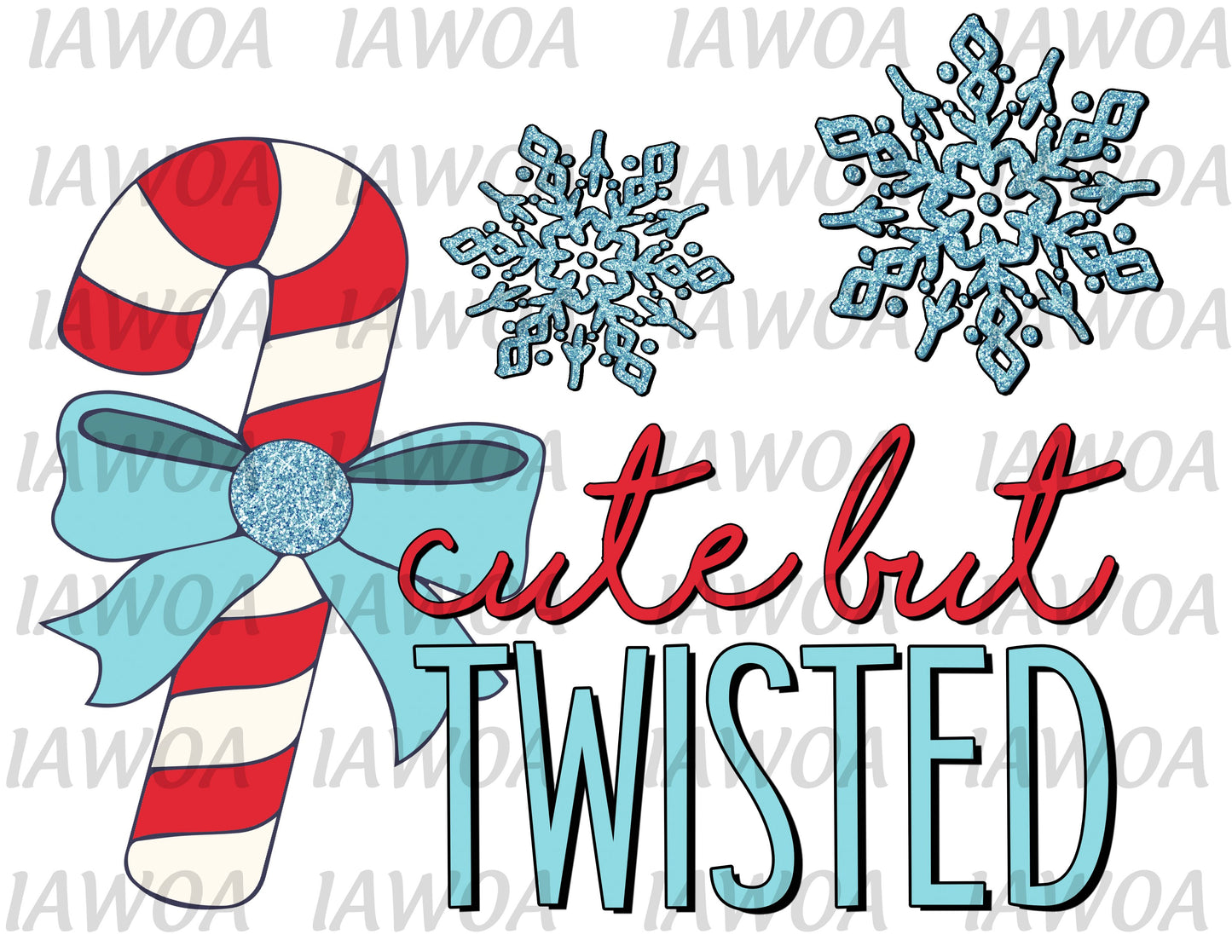 Christmas 417 - Cute But Twisted Candy Cane - Sublimation Transfer Set/Ready To Press Sublimation Transfer