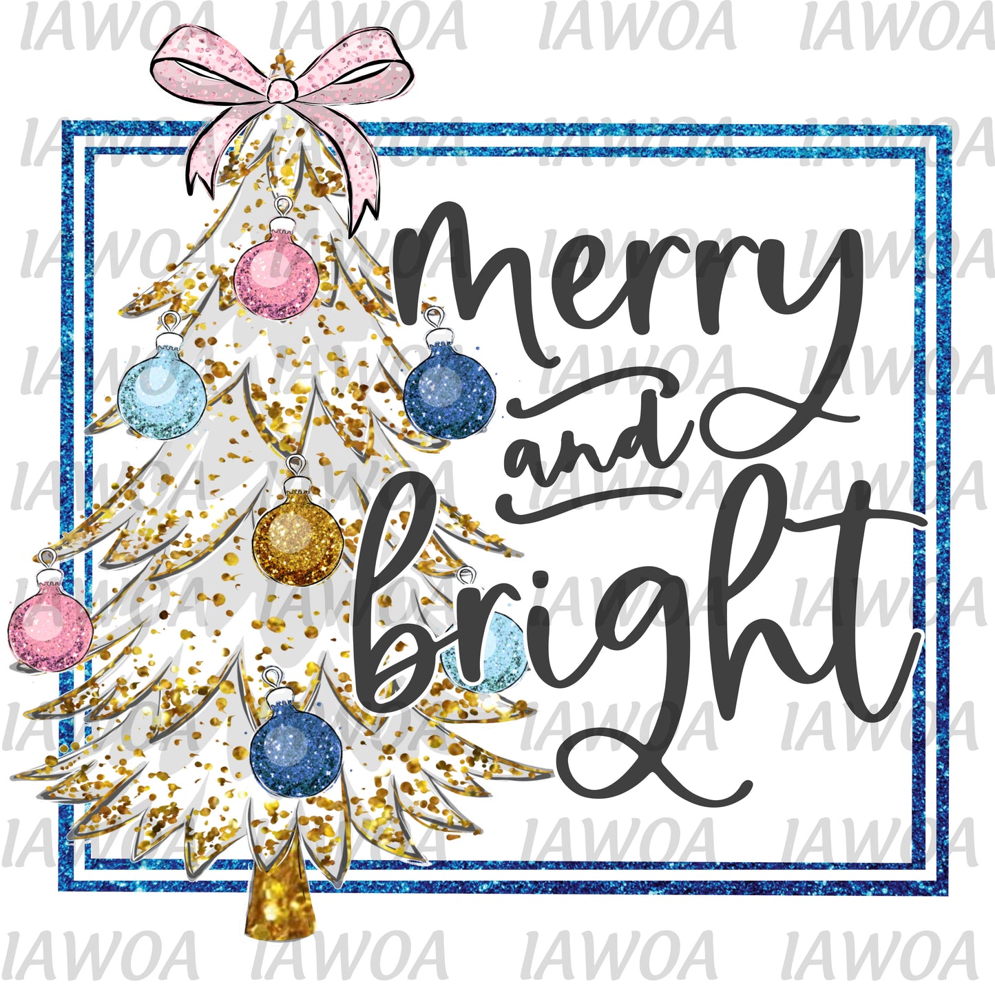 Christmas 422 - Merry And Bright Christmas Tree - Sublimation Transfer Set/Ready To Press Sublimation Transfer