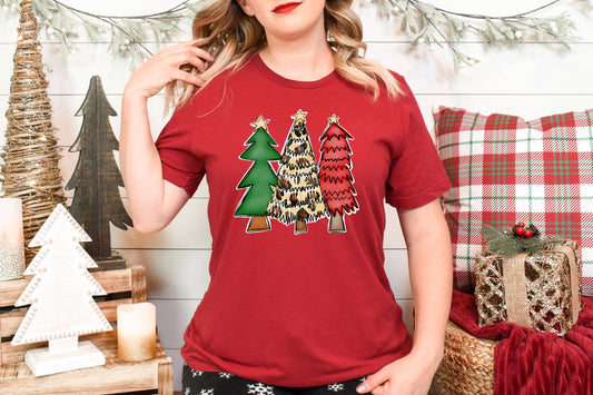 Leopard Christmas Tree Adult Shirt- Christmas 1253