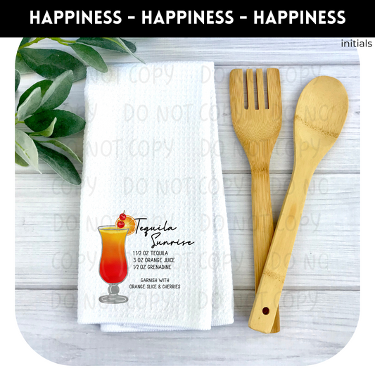 Tequila Sunrise Recipe TRANSFER AND BLANK TOWELS ONLY- Cocktail Recipe 37
