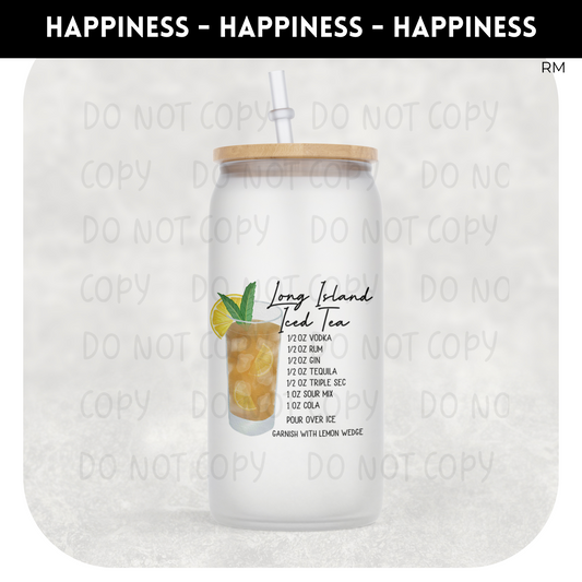 Long Island Ice Team Recipe Libby Glass Can TRANSFERS AND BLANKS- Cocktail Recipe 39