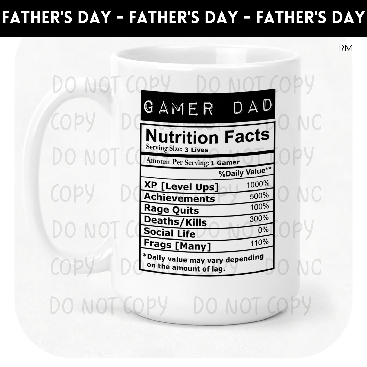Gamer Dad Nutrition Facts TRANSFERS ONLY- Dad 31
