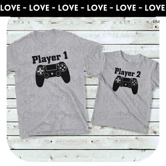 Matching Parent/Child Player 1 & Player 2 Shirts- Daddy and Me 22 & 23