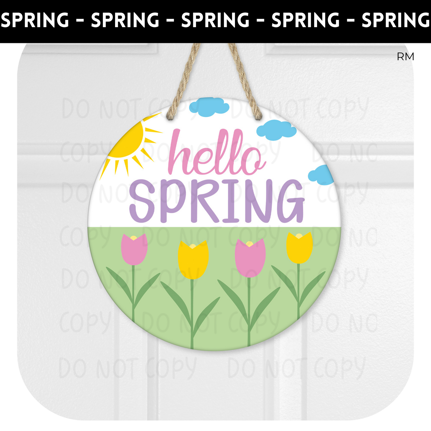 Happy Spring Tulip TRANSFERS ONLY- Door Hanger 75