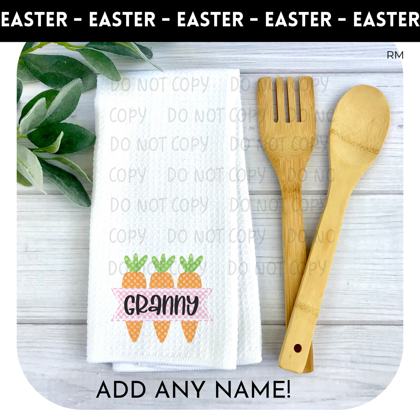 Personalized Easter Carrot Waffle Weave Towel- Easter 104