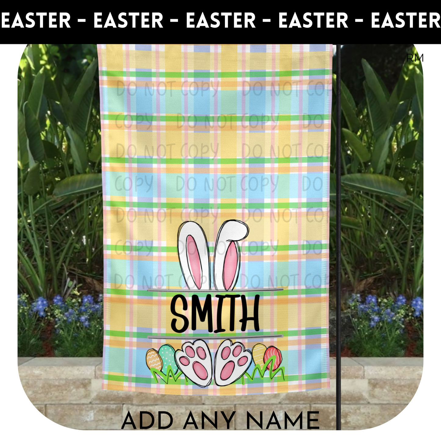 Personalized Easter Bunny Garden Flag TRANSFERS ONLY