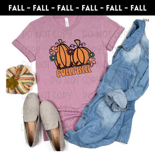 Retro Hello Pumpkin Adult Shirt-Fall 361