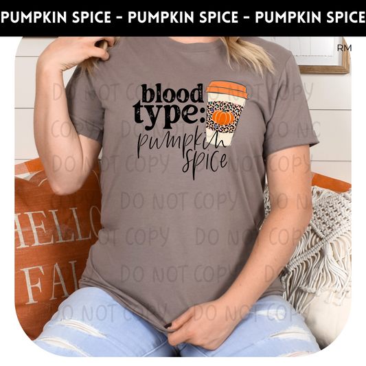 Blood Type Pumpkin Spice Adult Shirt-Fall 441