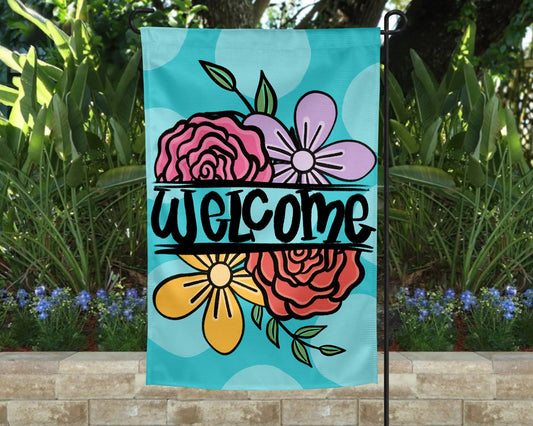 Welcome Floral Garden Flag TRANSFERS ONLY- Garden Flag 77