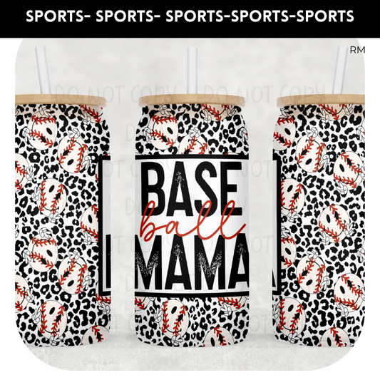 Baseball Mama Libby Glass Can BLANKS AND TRANSFERS- Glass Can 352