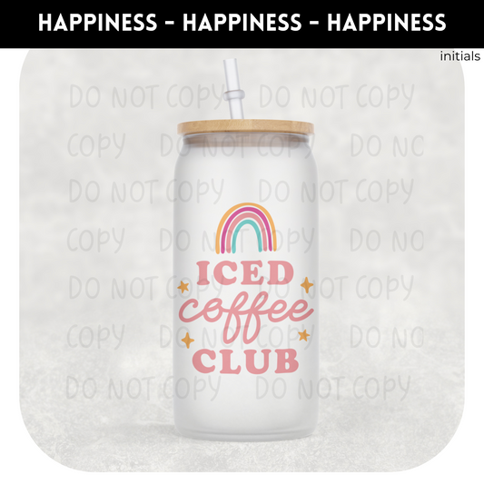 Iced Coffee Club Libby Glass Can TRANSFERS AND BLANKS ONLY- Glass Can 203