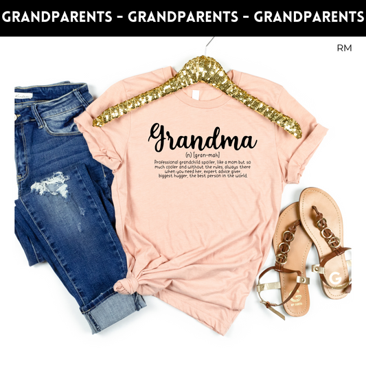 Grandma Definition Adult Shirt- Grandparents 101