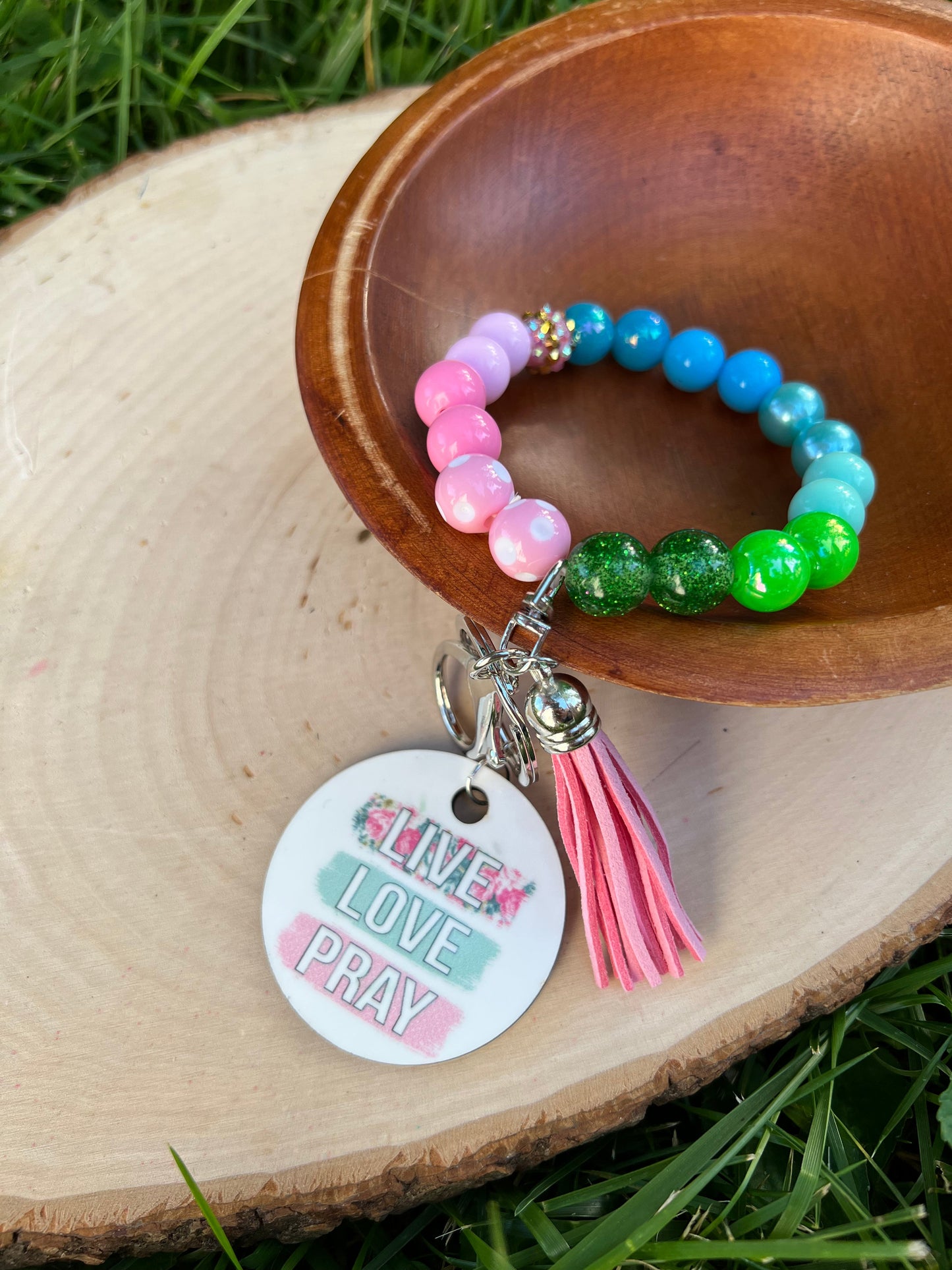 Live Love Pray Acrylic Beaded Wristlet