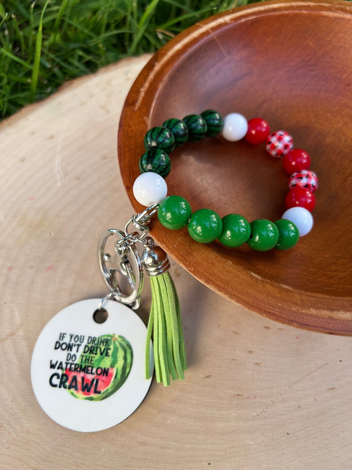 Watermelon Crawl Acrylic Beaded Wristlet