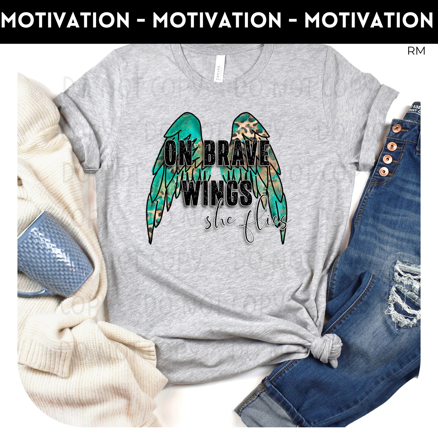 On Brave Wings She Flies Adult Shirt- Inspirational 684