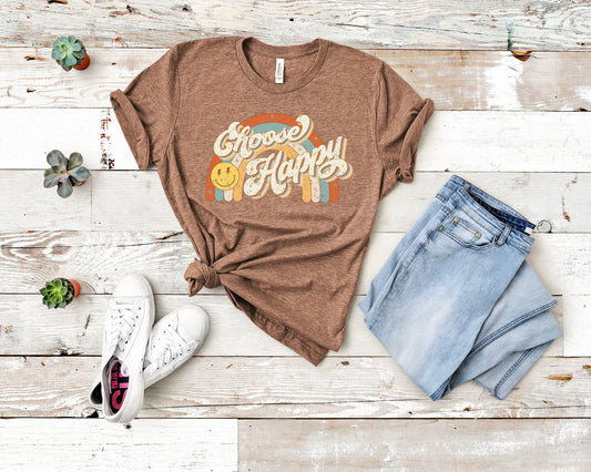 Choose Happy Adult Shirt-Inspirational 910