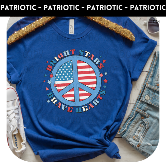 Bright Stars Brave Hearts Adult Shirt-July 4th 262