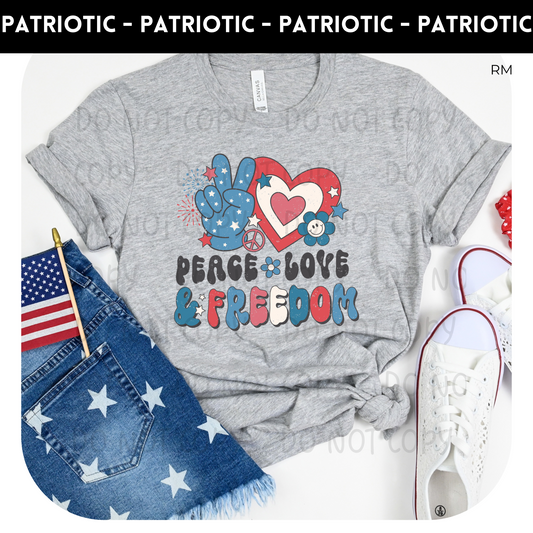 Peace Love Freedom Adult Shirt-July 4th 273