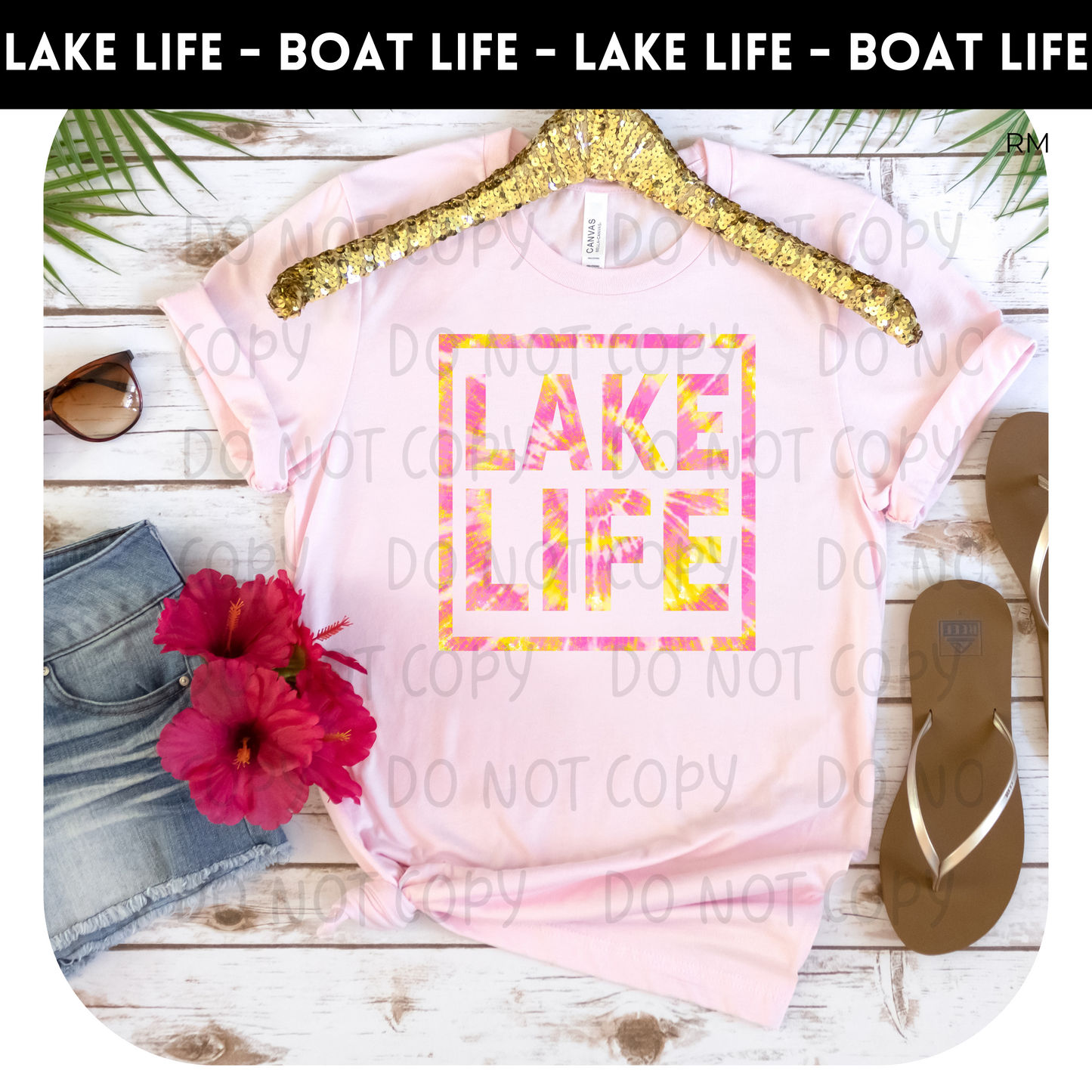 Tie Dye Lake Life Pink and Yellow Adult Shirt- Lake Life 7