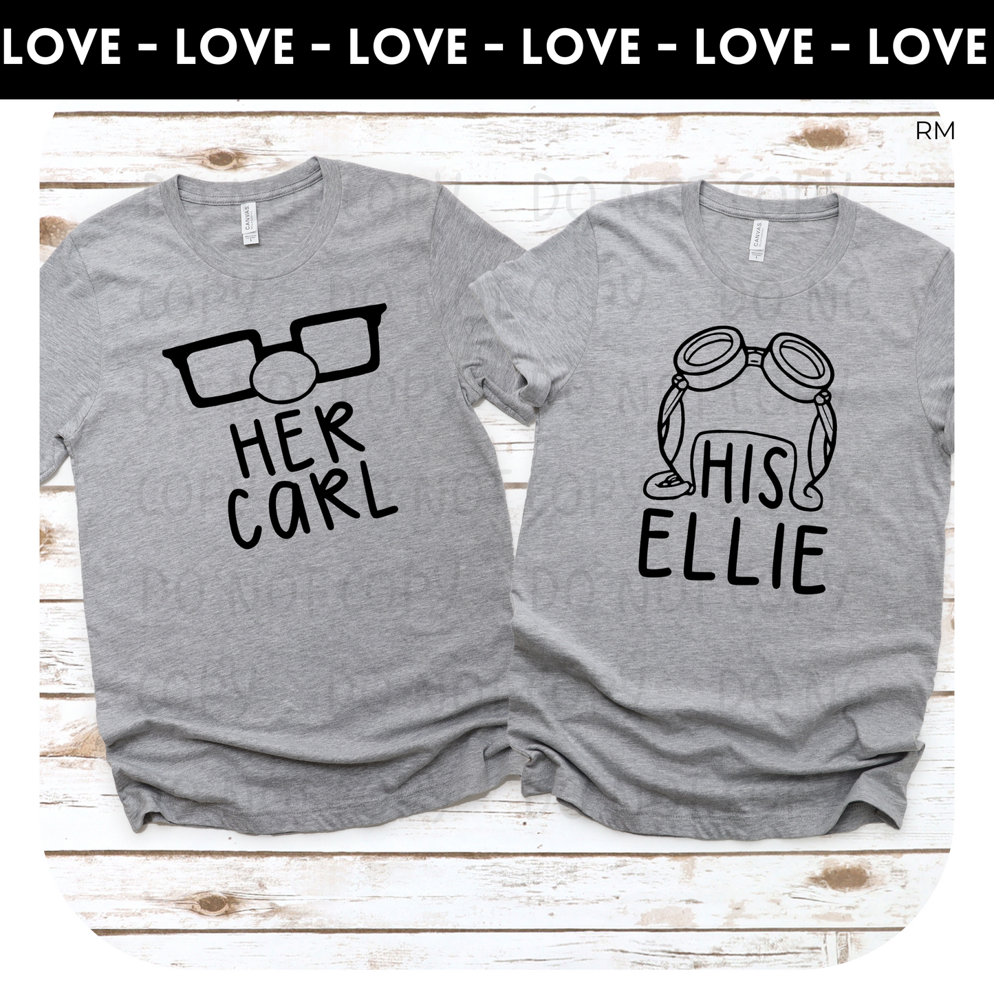 Couples Matching Her Carl, His Ellie Adult Shirts- Love 14 and 15