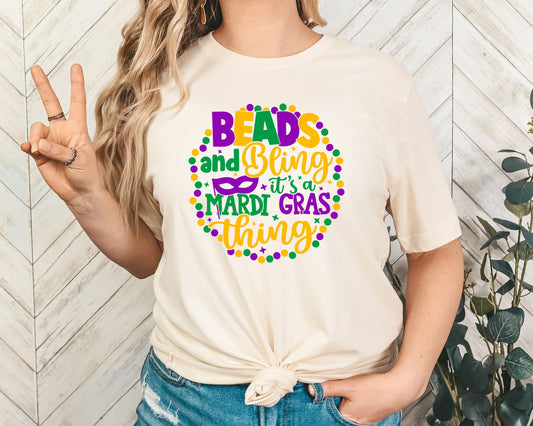 Beads and Bling Adult Shirt- Mardi Gras 66
