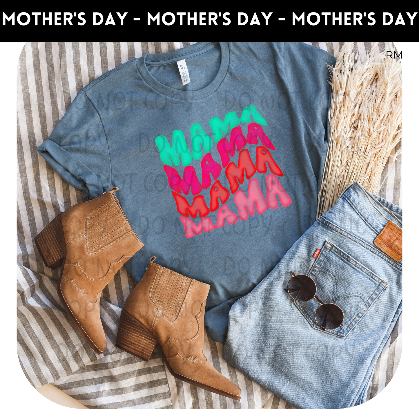 Watercolor Mama Retro Wavy Adult Shirt- Mom 144