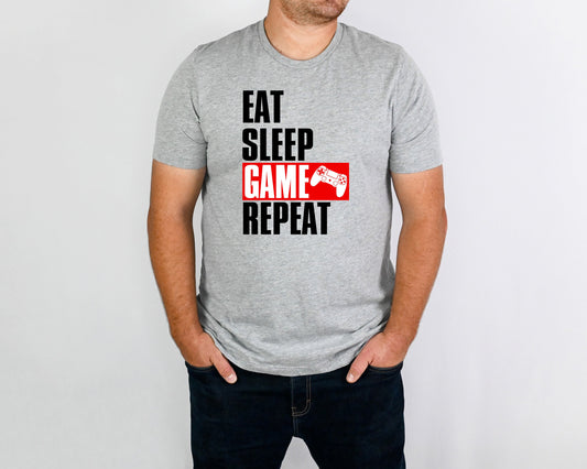 Eat Sleep Game Repeat Adult Shirt-Odds and Ends 148