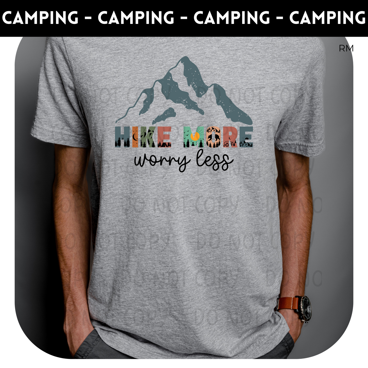 Hike More Worry Less Adult Shirt- Outdoors 185