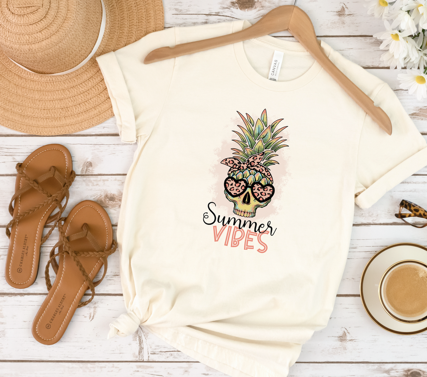 Skull Pineapple Summer Vibes Adult Shirt- Summer 240