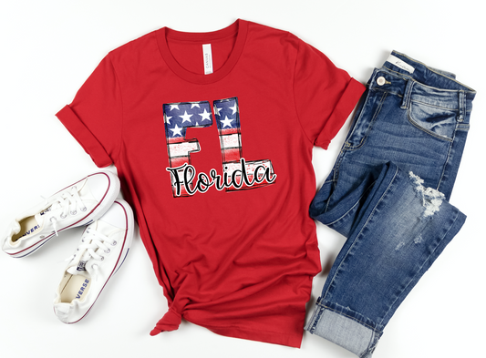 Patriotic Abbreviated States Adult Shirt or Tank Top