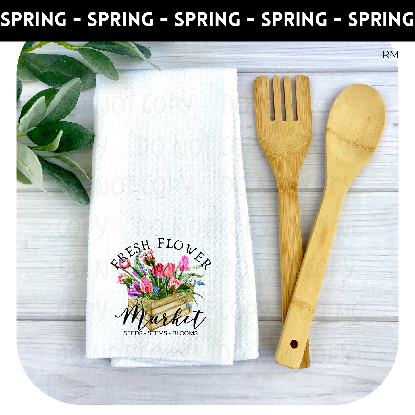 Fresh Flower Market Waffle Weave Towel- Spring 2