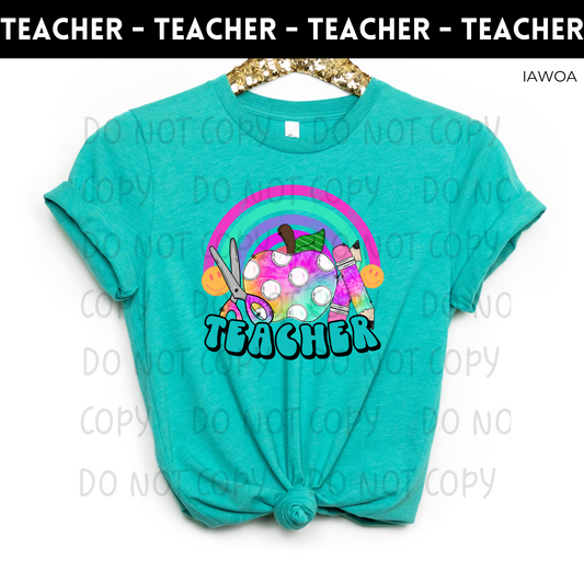 Tie Dye Teacher Rainbow TRANSFERS ONLY- Teachers 212