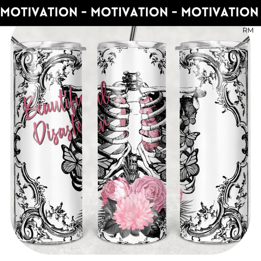 Beautiful Disaster 20oz Skinny TRANSFER and TUMBLER BLANKS ONLY - Tumbler 1077