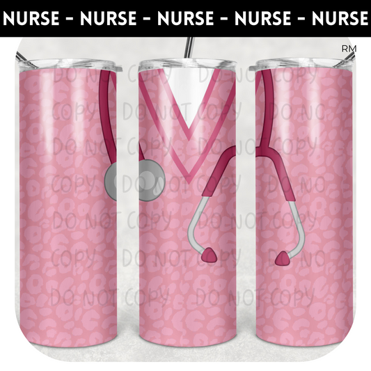 Pink Leopard Stethoscope 20oz Skinny Tumbler - Tumbler 903