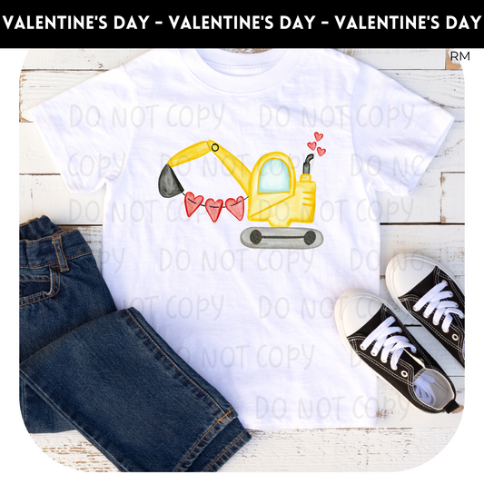 Valentine Excavator Kids Shirt- Valentine 495