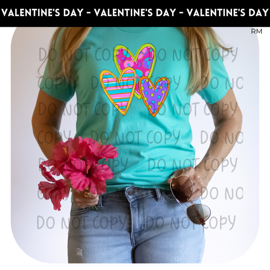 Love Patterned Hearts Adult Shirt- Valentine 496